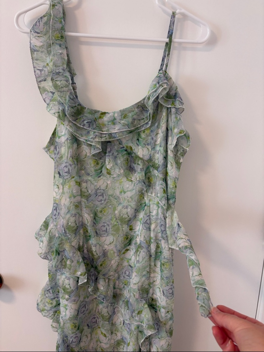 Light Green Ruffled Floral Maxi Dress